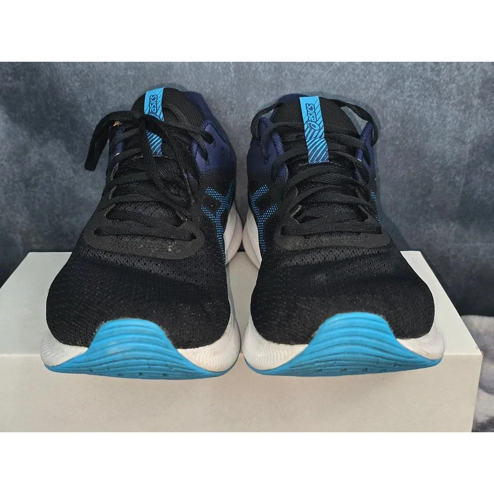 Asics Patriot‎ 13 Running Shoes Black Deep Ocean Blue Mesh Sneakers Mens 9